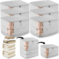 6 Pack Space Saving Comforter Storage Bag with Handle, 3-Layer Compression Blanket Storage Bags Adjustable In 3 Sizes (142L, 107L, 71L), Washable Bedding Organizer For Pillow Duvet Clothing Plush Toy
