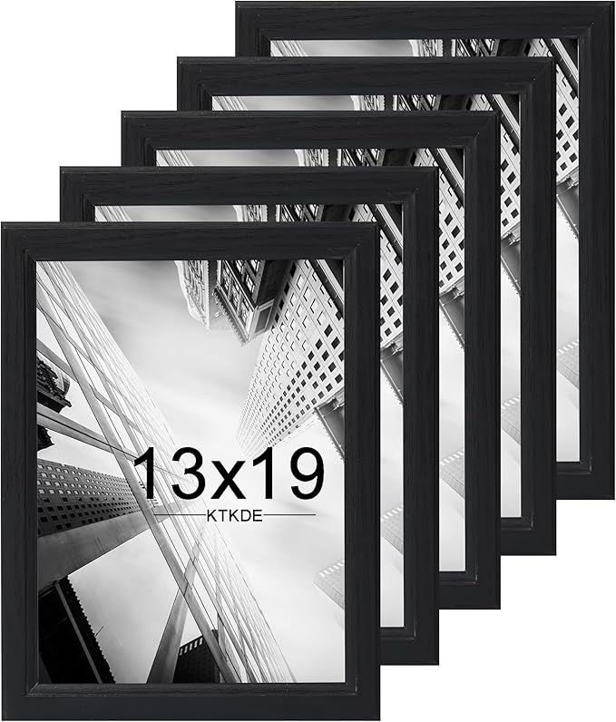 KTKDE 13x19 Picture Frame Set of 5, Wooden frames black, Vertical & Horizontal Wall Hanging for Wall Display,Studio Gallery Photo Frame for Photos, Posters & Art Prints