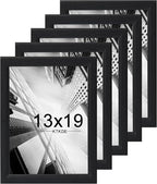 KTKDE 13x19 Picture Frame Set of 5, Wooden frames black, Vertical & Horizontal Wall Hanging for Wall Display,Studio Gallery Photo Frame for Photos, Posters & Art Prints