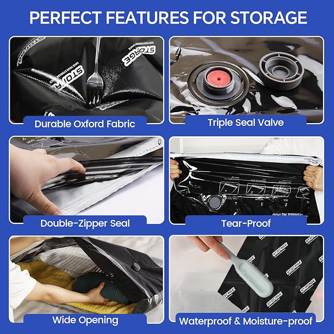 Travel Vacuum Storage Bags with Electric Pump, 15 Pack Vacuum Seal Bags for Clothing, Bedding, Pillow, Comforters, Blankets, Compression Bags Includes Portable Fast Pump for Home Organization Storage