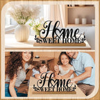 Teenyyou Home Sweet Home Sign House Table Decor Bless Centerpiece Black Metal Word Sign with Wooden Base for Sweet Family Tabletop Desk Decoration Housewarming Gift