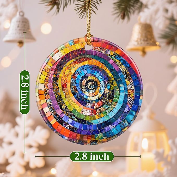 Christmas Ornament, Xmas Decorations for Tree, Christmas Tree Ornaments, Hanging Ornaments for Home Decor, Holiday Ornament, Gifts for Art Lovers, Holiday Party Gifts, Xmas Gift Ideas - Rainbow Spiral