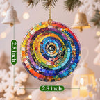Christmas Ornament, Xmas Decorations for Tree, Christmas Tree Ornaments, Hanging Ornaments for Home Decor, Holiday Ornament, Gifts for Art Lovers, Holiday Party Gifts, Xmas Gift Ideas - Rainbow Spiral