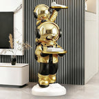 Large Astronaut Statue, Astronaut Sculpture, Astronaut Decoration, Cool Metal mask Decor, Floor Sculpture, Suitable for Living Room, Bedroom, Stores, etc., Tray can be Used for Storage