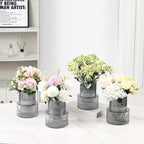 Ribbed Glass Vases, Set of 4 Small Vases for Flowers, Black Glass Vase for Tulips, Modern Vase for Living Room, Kitchen, Office, Entryway, Bookshelf, Wedding Gifts, Birthday, 6 Inches