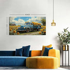 AIYISU Sunflower Wall Art Farmhouse Pictures Wall Decor Vintage Floral Prints Rustic Barn Truck Pictures Country Wildflower Canvas Painting Artwork for Bedroom Living Room Home Decoration 24x48