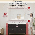 Keonjinn Gold Bathroom Mirrors 48” x 40” Rectangle Wall Vanity Mirror Large Metal Framed Brushed Gold Mirrors Square Corner Farmhouse Mirror for Over Sink(Horizontal/Vertical)