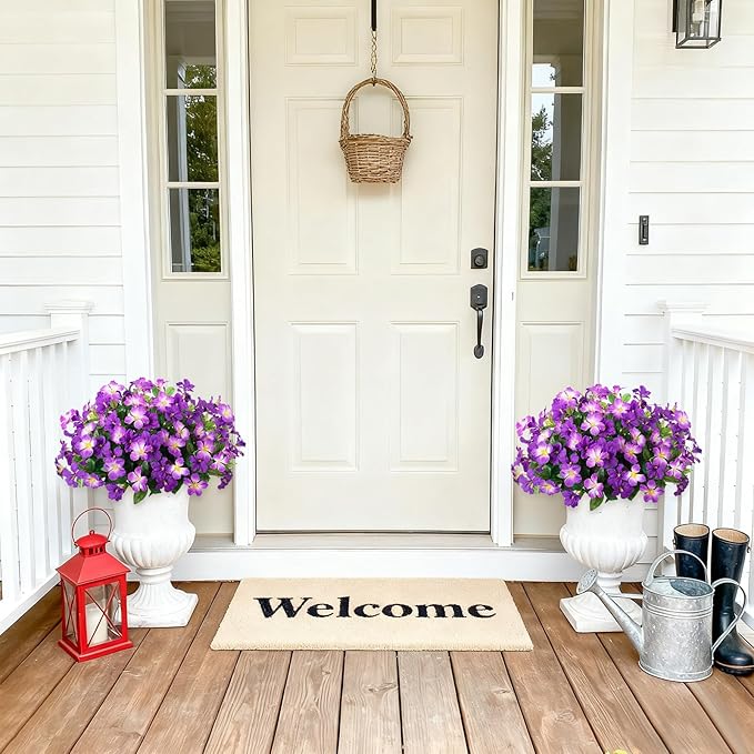 Fake Artificial Flowers for Outdoors 6 PCS Azalea Bouquet Silk Flowers for Outside UV Resistant Faux Flowers Plants for Outdoor Planters Realistic Spring Home Front Door Patio Garden Porch Decor
