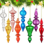 Mifoci 8 Pcs 6 Inch Mercury Glass Finial Christmas Ornaments Hanging Christmas Finials Glass Ornaments Assorted Mercury Decor for Vintage Holiday Xmas Tree Decoration(Mixed Color)
