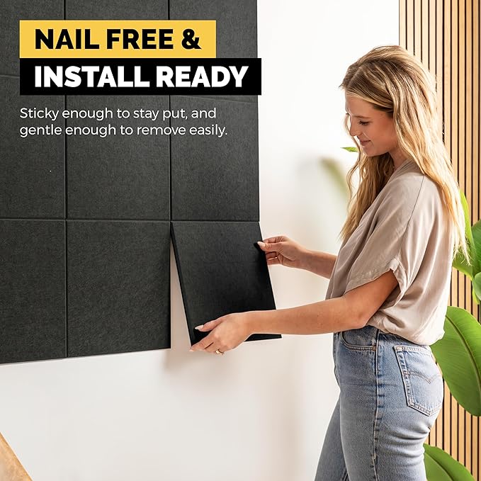 WALLHERO Vision Board - Large Cork Board for Walls 59" x 36", Black Bulletin Board | 15 Pack Felt Wall Tiles | Cork Boards for Office Pin Board Tack Board Cork Boards