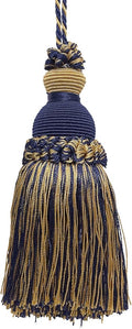 DÉCOPRO Beautiful Hand-Crafted 5" (12.5cm) Key Tassel, 3 1/2" (8.5cm) Loop # IKTJ, Nautical #1152 (Light Gold, Yellow Gold, Navy Blue) Sold Individually