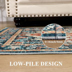 U'Artlines Boho Vintage Area Rug 6x9 Machine Washable Low Pile Soft Floor Carpet Non Slip Non Shedding Accent Rug for Living Room Bedroom Entryway Dining Room Office Orange/Multi