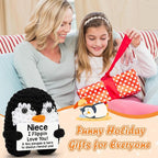 Belatelove Niece Gifts from Auntie Aunt Uncle, Handmade Crochet Mini Penguin Mothers Day Cute Birthday Gifts for Niece, Funny I Love You Gift for Girls, Small Cool Easter Decor