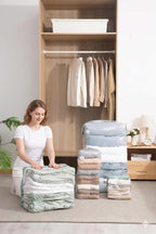 Vacuum Storage Bags for Clothing - NeatNest 6 Pack Cube bags, 3 Medium + 3 Large, Box-Shaped Space Saver Bags with Vacuum or Hand Press, Durable PE+PA Material for Comforters, Clothes, Pillows
