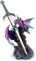 Ain't it Nice Dragon Statue Purple with Medieval Dragon Sword and Crystal Ball Protecting A Castle Collectible Dragon Figurine Fantasy Medieval Dragon Décor, 4.5(L) 2(W) 6.5(H) inches, 71980