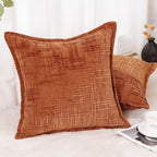 HPUK Chenille Throw Pillow Covers 18x18 Set of 2, Soft Textured Decorative Pillow Covers for Couch Sofa Living Room Bedroom, Orange