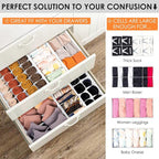 Criusia Drawer Organizer Clothes, 16 Pack Dresser Organizer Bins for Baby Clothes, Underwear Sock, Fabric Closet Organization and Storage Dividers for Nursery Bedroom (96 Compartments, White)