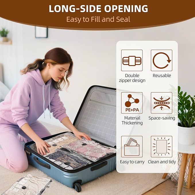 18 Pack Vacuum Travel Bags for Clothing with Electric Pump,Vacuum Seal Bags for Travel and Luggage Suitcase Backpack, Vacuum Bags for Clothes,Vacuum Bag with Electric Pump for Vacation Cruise