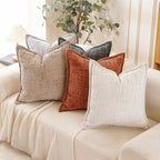 HPUK Chenille Throw Pillow Covers 18x18 Set of 2, Soft Textured Decorative Pillow Covers for Couch Sofa Living Room Bedroom, Orange