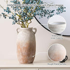 Ceramic Flower Vase 12 inch Farmhouse Rustic Vase Decorative Pottery Terracotta Tall Vases for Home Decor Table Mantle Fireplace Living Room Bathroom Wedding Centerpiece (Large-Aged Terra)