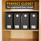 SpaceAid 4 Pack Bed Sheet Organizers and Storage, Foldable Sheet Organizer for Linen Closet, Sheets Set Folder Keeper with Window XL (Queen & King Size) Organizing Bedding Container, Black