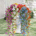 Artificial Hanging Flowers for Outdoors, 6 Pcs Fake Plant for Spring Summer Decoration, UV Resistant Realistic Silk Faux Flowers Outside Indoor Planter Porch Patio Balcony Yard Decor