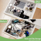 4PCS Clear Plastic Drawer Organizer Tray, 12'' Large Acrylic Vanity Bathroom Drawer Organizers Trays, Desk Drawer Organizer Bins for Cosmetics, Makeup, Kitchen, Office, Junk Drawer Organization