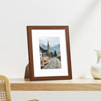 Vittanly 8x10 Picture Frames Set of 9, Shatter Resistant Plexiglass, Display 5x7 Pictures with Mat or 8x10 without Mat, Photo Frames for Wall or Tabletop, Engineered Wood, Wood Grain Brown
