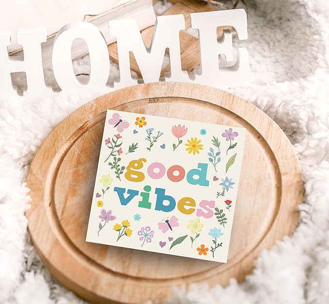 SRADMO Boho Floral Inspirational Wood Box Sign Desk Decor, Motivational Office Decor, Positive Inspirational Theme Wooden Block Box Sign Decoration for Home Office Shelf Table Decorative Accessories