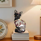 Black Cat Statue Home Decor Accent Boho Cat Figurines and Sculptures for Living Room Bedroom Shelf Office Table, Cats Art Decoration Vintage Matt Animals Gift for Cats Lovers, Woman Mom