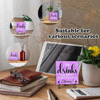 Bar Decor Signs For Home Bar - Drinks - Table Desk Shelf Decorations 5" Wood Plaque With Stand For Home Coffeebar Set Accessories(Purple)- E02