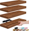 Sorbus Floating Shelves for Wall – 16 Inch Floating Shelf for Kitchen, Bedroom, Living Room, Bathroom, Home & Wall Decor - Mounted Bathroom Shelves with Invisible Brackets (Walnut, 4 Pack)