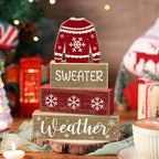 Lineshading 4 Pcs Christmas Table Decorations Ugly Sweater Christmas Decor Winter Tiered Tray Decor Xmas Centerpiece Decorative Ugly Sweater Block Signs Gift Farmhouse Xmas Decoration for Home Kitchen