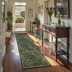 Moynesa Floral Hallway Runner Rug 2'8" x 8', Washable Non Skid Kitchen Rug, Boho Green Soft Ultra Thin Botanical Carpet Runners for Entryway Bathroom Laundry Room, Green