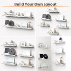 upsimples Floating Shelves for Wall, Wall Shelves for Decor Storage Set of 6, Wall Mounted Wood Shelf for Bedroom, Living Room, Bathroom, Kitchen, Picture Ledge Shelf, Rustic White