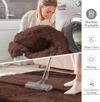 OLANLY 5x8 Machine Washable Large Area Rugs for Living Room, Bedroom, Soft Fluffy Shaggy Bedside Rug, Indoor Floor Carpet for Kids Girls and Boys, Dorms, Nursery, Home Decor Aesthetic, Coffee