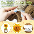 Thank You Gifts for Women Men - Crochet Sunflower Teacher Appreciation Gift for Her Him, Funny for Mom, Teacher, Sister, Emotional Support Small Cute Stuff Things, Collectible Doll