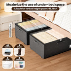 Dayacoco Underbed Storage with Wheels, 2 Pack Under Bed Storage Containers with Clear Lids, No Assembly Required 10.1 inch Rolling Under Bed Storage for Clothes, Blankets