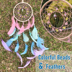 AWLEE Colorful Dream Catchers, Handmade Feather Native American Circular Net for Kids Boys Girls Bedroom Wall Hanging Decoration Decor Nursery Wall Art Ornament Craft