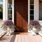 Homsunny Artificial Fake Flowers Plants for Outdoor, 2PCS Long 29.5 in Faux Petunias Silk Flower UV Resistant No Fade for Home Outside Garden Balcony Yard Porch Realistic Spring and Summer Decor