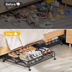 Under Bed Shoe Storage Organizer, 2 Pack Under Bed Storage Containers with Wheels for Under Bed Shoe Organizer Drawer Space Saving for bedroom