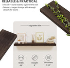 Solid Wood Floating Shelves for Wall 48"W x 8"D x 1.56"H Set of 2, Deep Wall Shelves for Living Room Bedroom Bathroom Kitchen Decor Storage with Invisible Heavy-Duty Metal Bracket, Rustic Brown