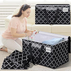 HomeHacks Heavy Duty Moving Bags with Tag Pockets, Collapsible Storage Totes for Moving, Camping & Travel -Foldable Packing Boxes, Zipper Handles, Black（8 Packs, 125L）