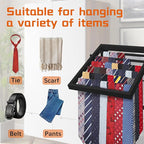 Tie Organizer for Men, Tie Organizer up to 54 Ties, Metal Tie Racks for Men Closet, Tie Holders for Closet, Tie Rack Wall Mounted, Suitable for Ties, Scarves and Belts Organization (Black)