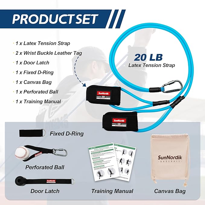 SunNordik Resistance Bands for Pitchers, Baseball & Softball Training Equipment for Improving Arm Strength & Pitching Training, Baseball Pitching Bands for All Skill Levels