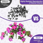 Artificial Hanging Fake Flowers with Basket Plants for Outdoor Decoration, Faux Silk Flower UV Resistant Morning Glory for Home Porch Patio Garden Balcony Yard Look Real (Fuchsia Lotus)