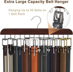 Belt Hanger for Closet, Sturdy Wood Belt Rack Closet Accessories with 14 Hooks Belt Organizer for Closet Organizers and Storage Max 42 Belts-Mahogany 1 Pack