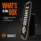 SQUATZ Wooden Balance Board, Standing Desk Anti Fatigue Mat Exercise Equipment with Ergonomic Design and Comfortable Non-Slip Surface, Wobble Board for Skateboard, Hockey, Snowboard, Black (SQDBB-1)