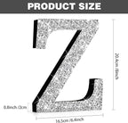 Qunclay 8'' Silver Crystal Diamond Bling Letters Crushed Diamond Decoration Wooden Glitter Letter with Screw and Hooks Rhinestone Gift for Wedding Y2k Mcbling Bedroom Wall Decor (Letter Z)