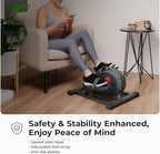 Sunny Health & Fitness Under Desk Pedal Elliptical Machine, Adjustable Resistance Leg Exerciser Home Workout While Sitting for Seniors, Optional Motorize or in Pink with SunnyFit App via Bluetooth